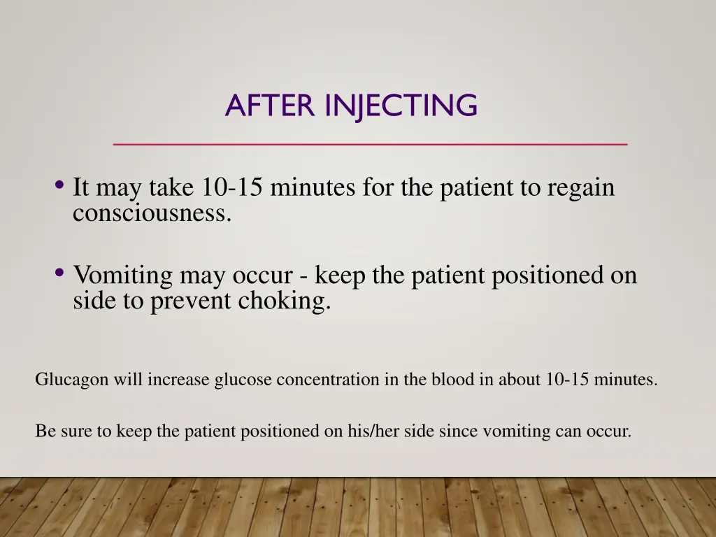 after injecting