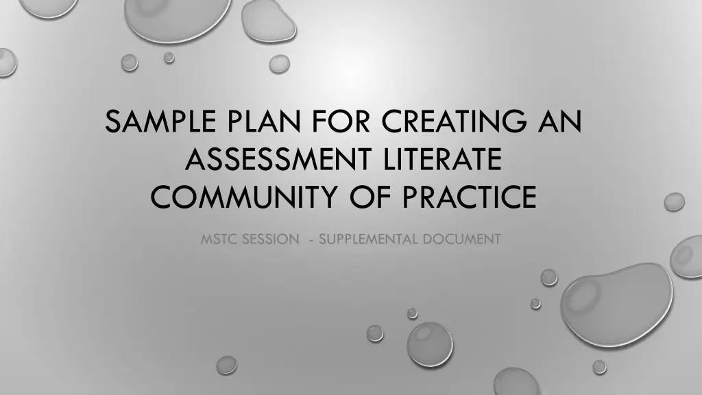 sample plan for creating an assessment literate