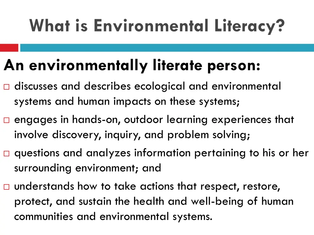 what is environmental literacy 1