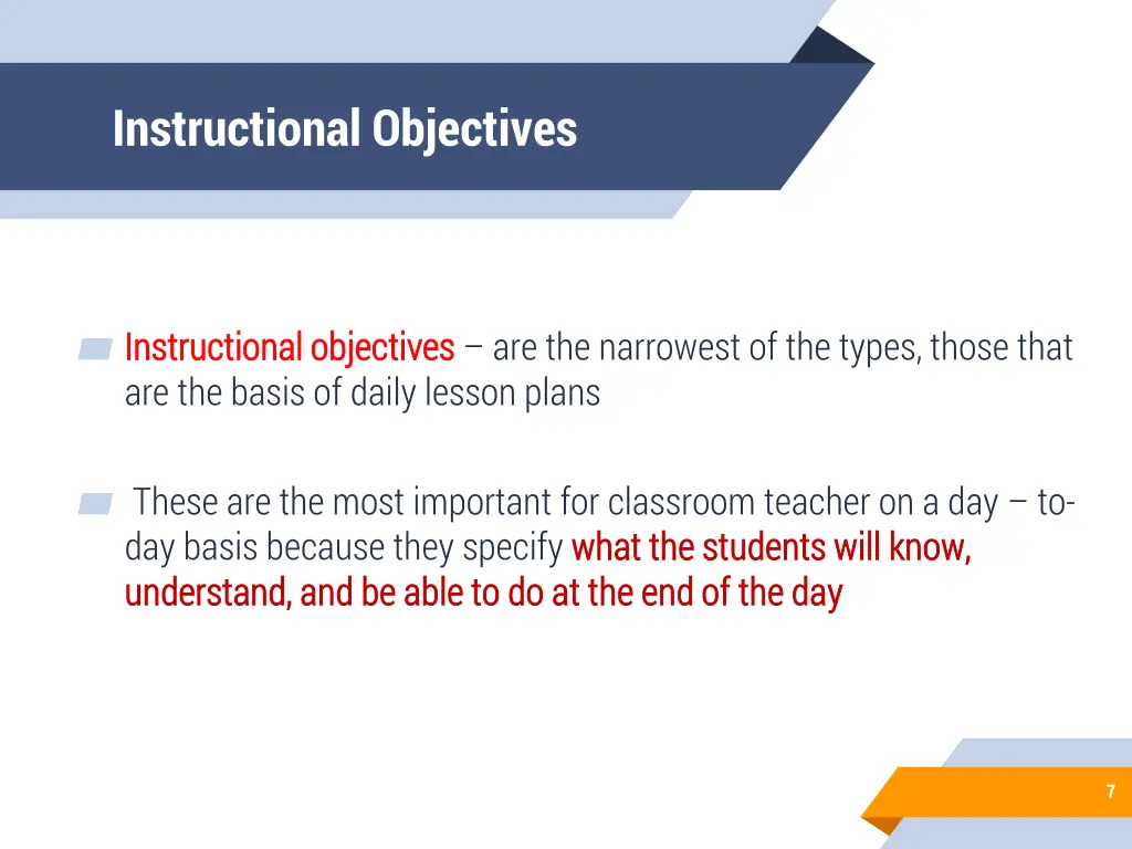 instructional objectives