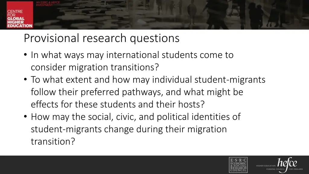 provisional research questions in what ways