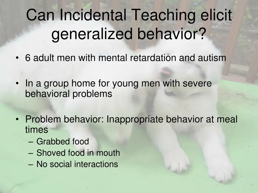 can incidental teaching elicit generalized