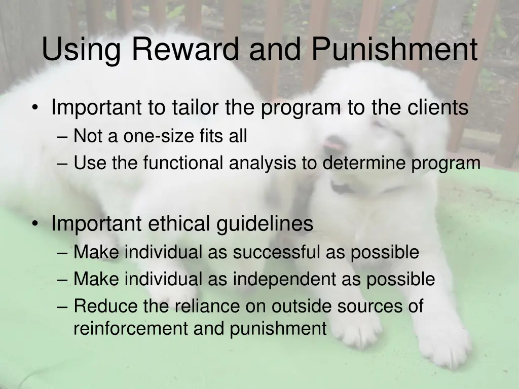 using reward and punishment