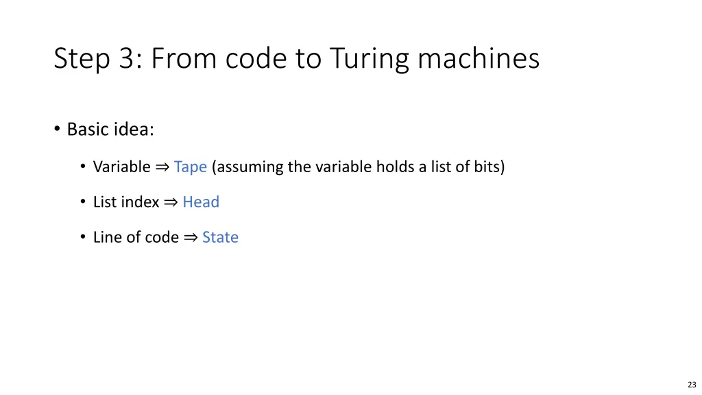 step 3 from code to turing machines