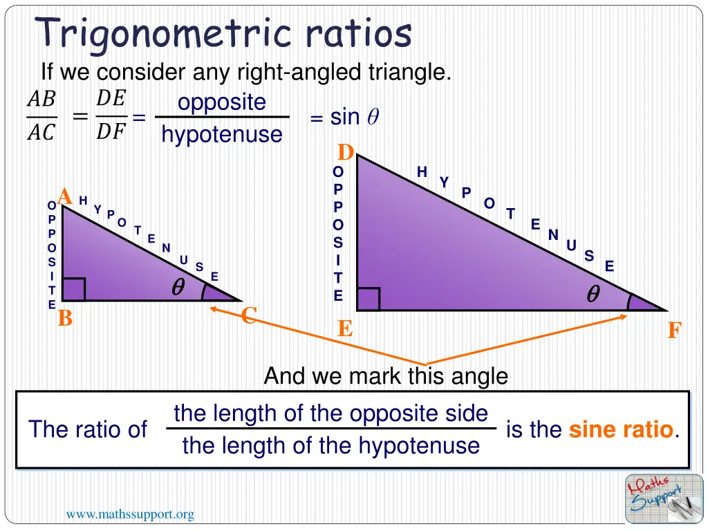 trigonometric ratios if we consider any right