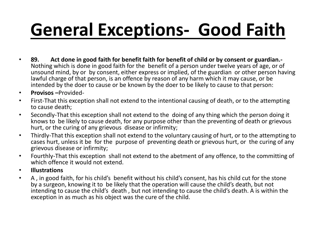 general exceptions good faith 1