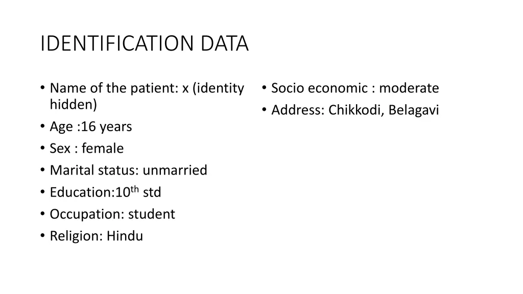 identification data