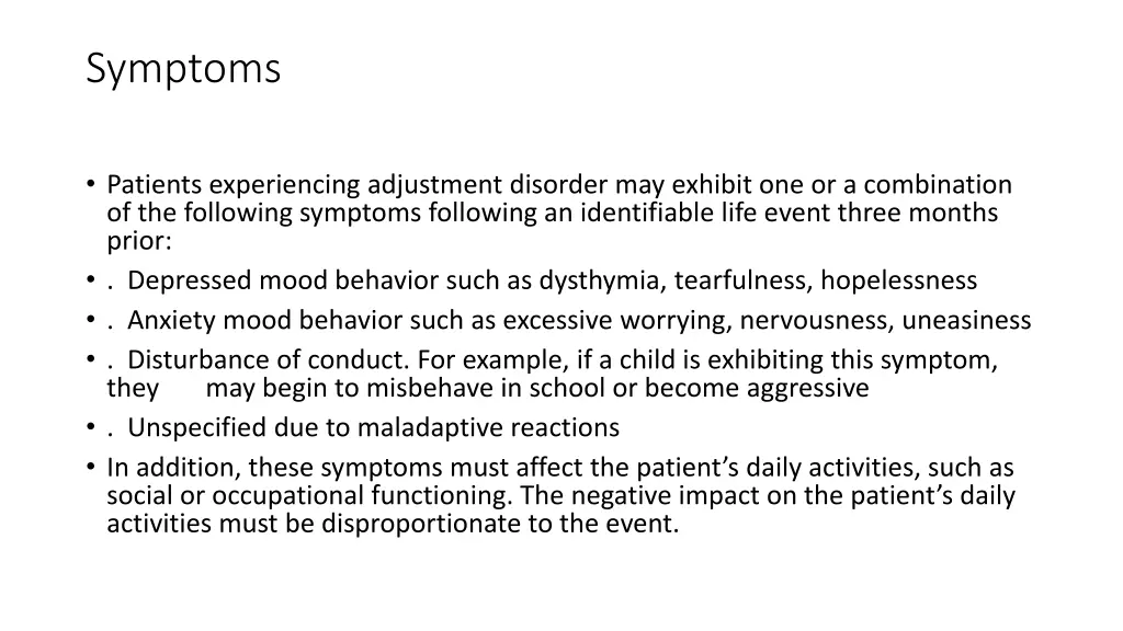 symptoms