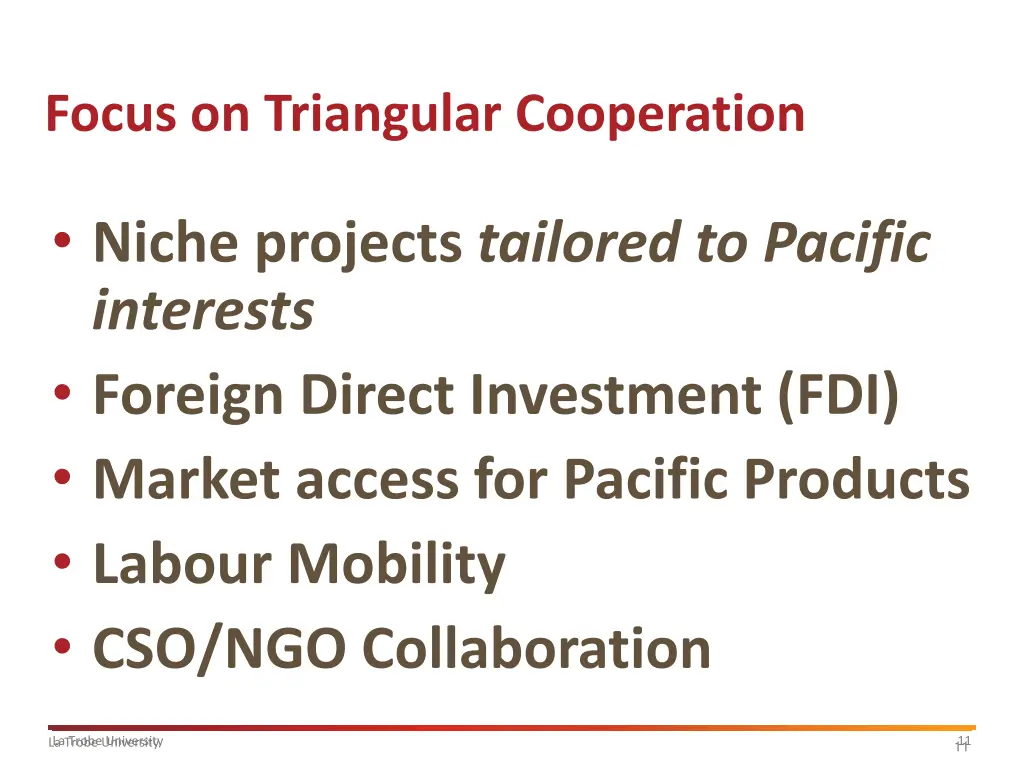 focus on triangular cooperation