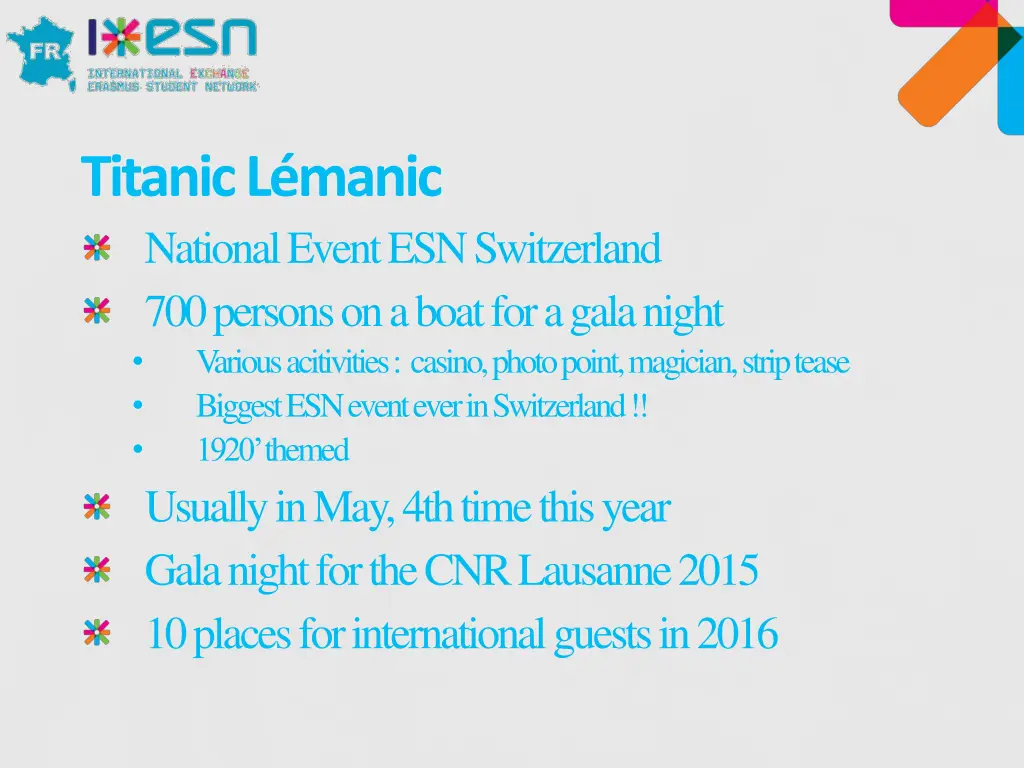 titanic l manic national event esn switzerland