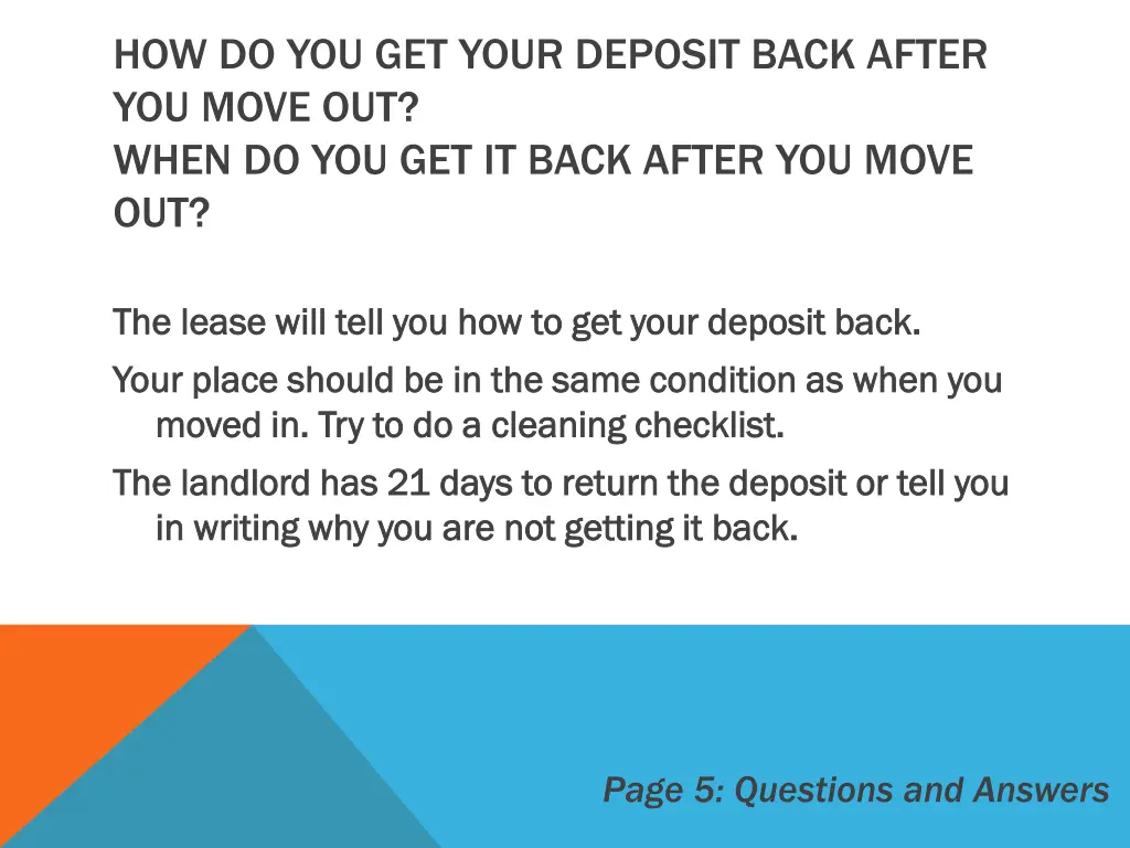how do you get your deposit back after you move