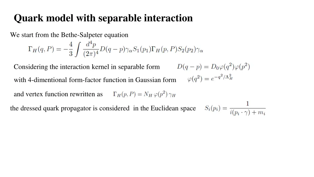 quark model with separable interaction