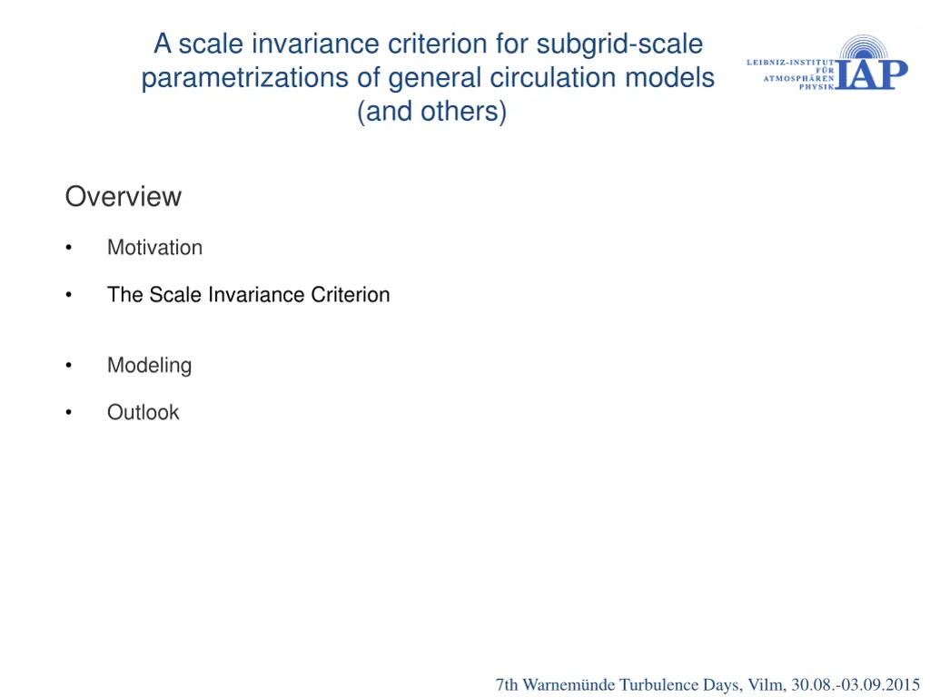 a scale invariance criterion for subgrid scale 1