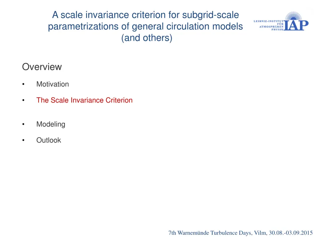 a scale invariance criterion for subgrid scale 3