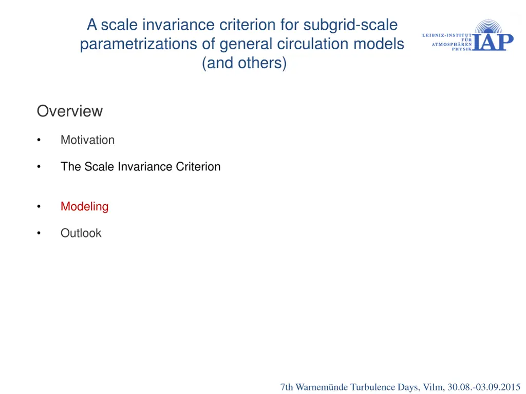 a scale invariance criterion for subgrid scale 6