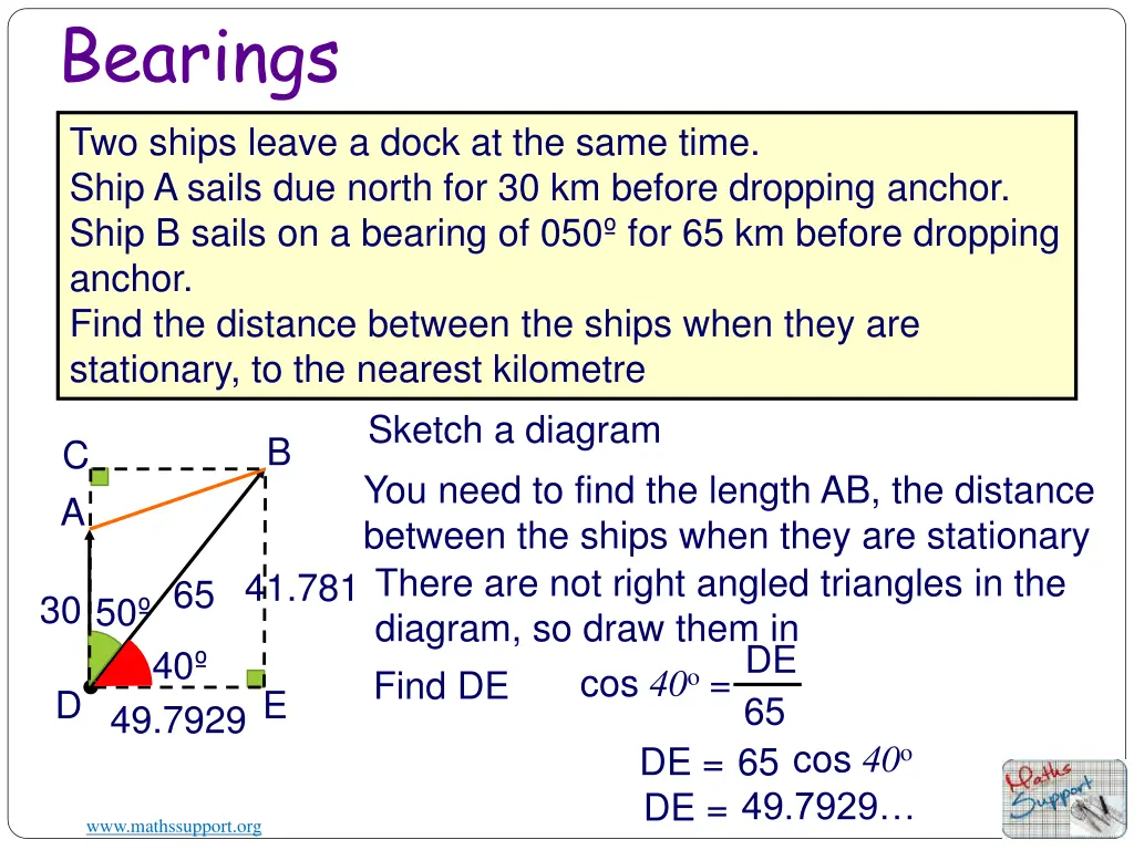 bearings two ships leave a dock at the same time 1