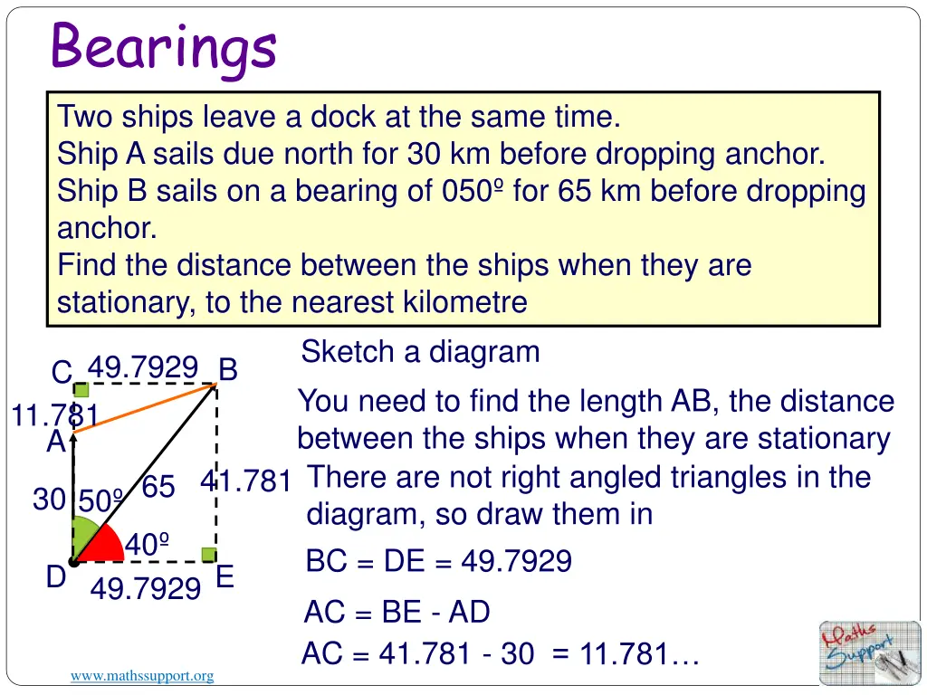 bearings two ships leave a dock at the same time 2