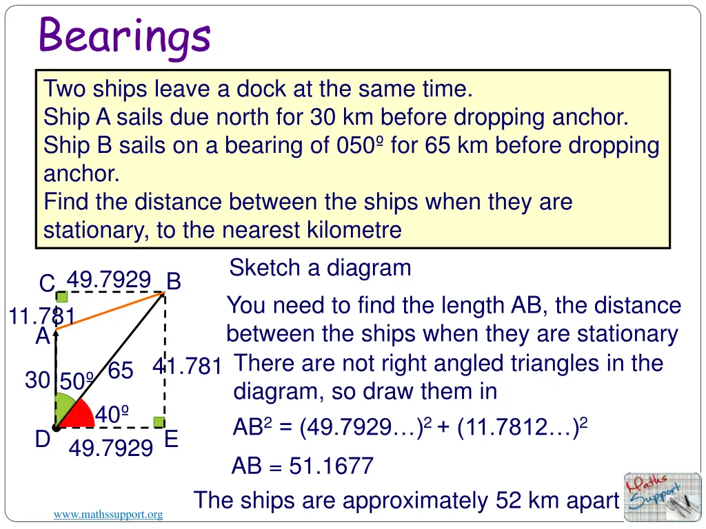 bearings two ships leave a dock at the same time 3