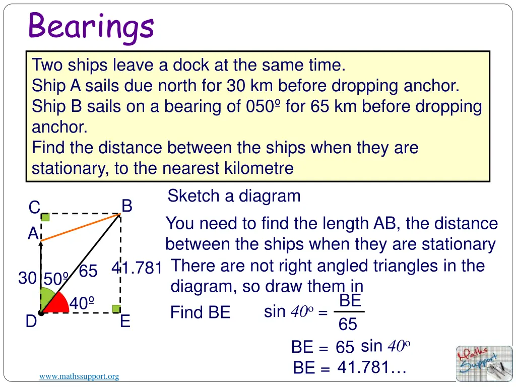 bearings two ships leave a dock at the same time