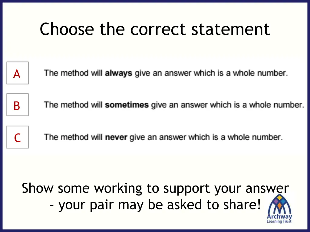 choose the correct statement