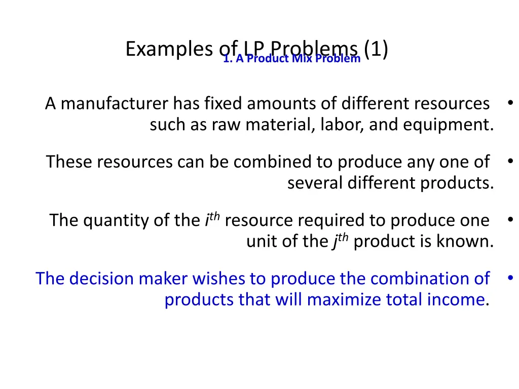 examples of lp problems 1 1 a product mix problem