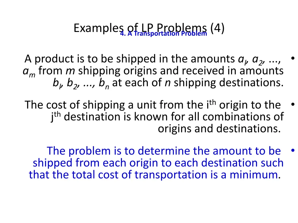 examples of lp problems 4 4 a transportation
