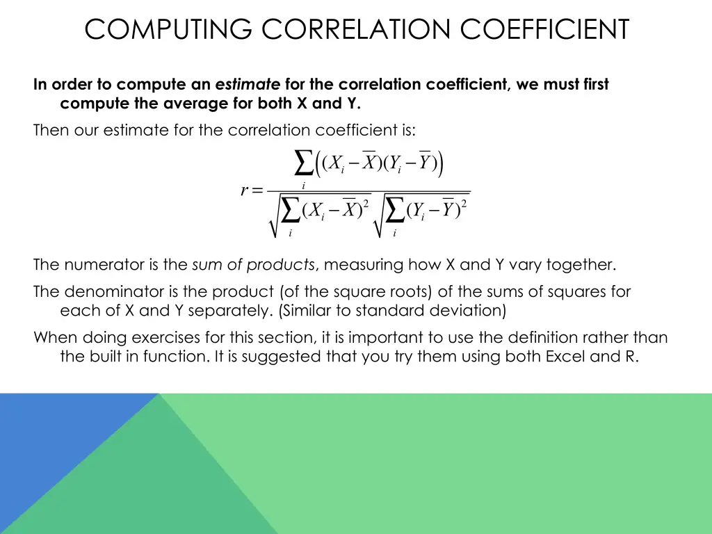 computing correlation coefficient