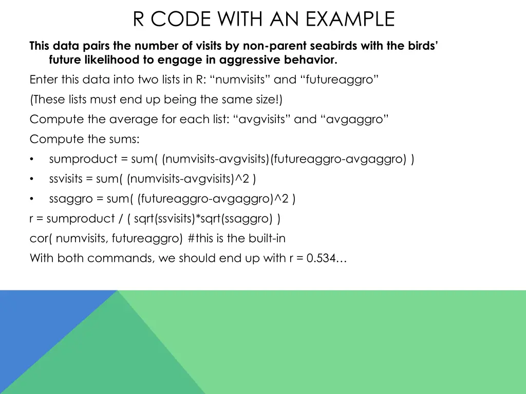 r code with an example