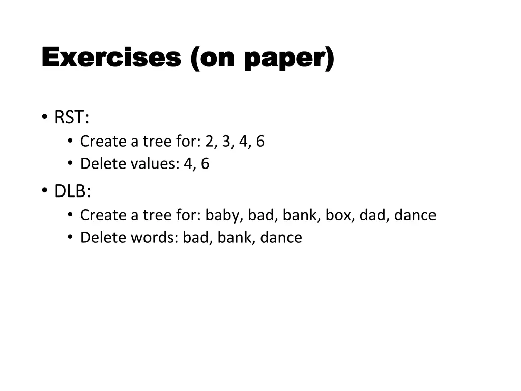 exercises on paper exercises on paper