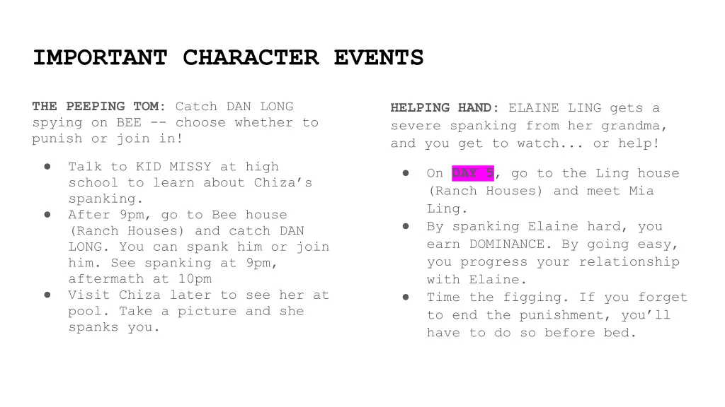important character events 1