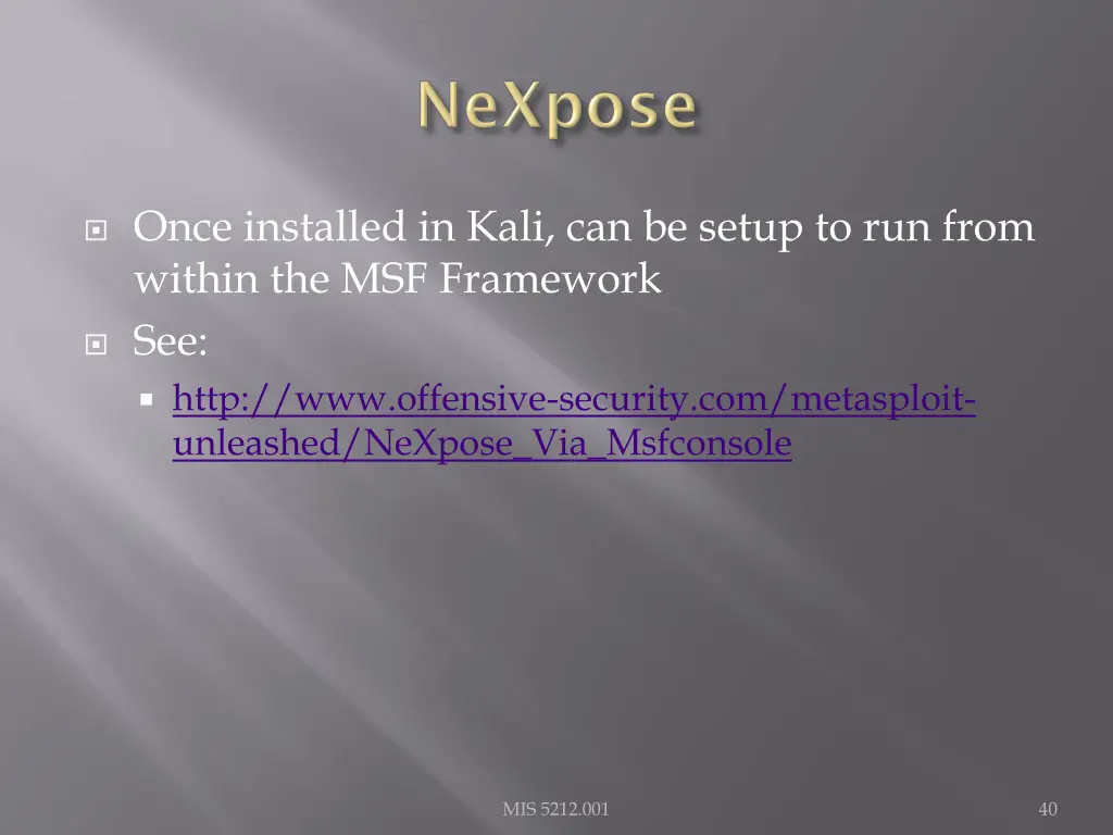 once installed in kali can be setup to run from