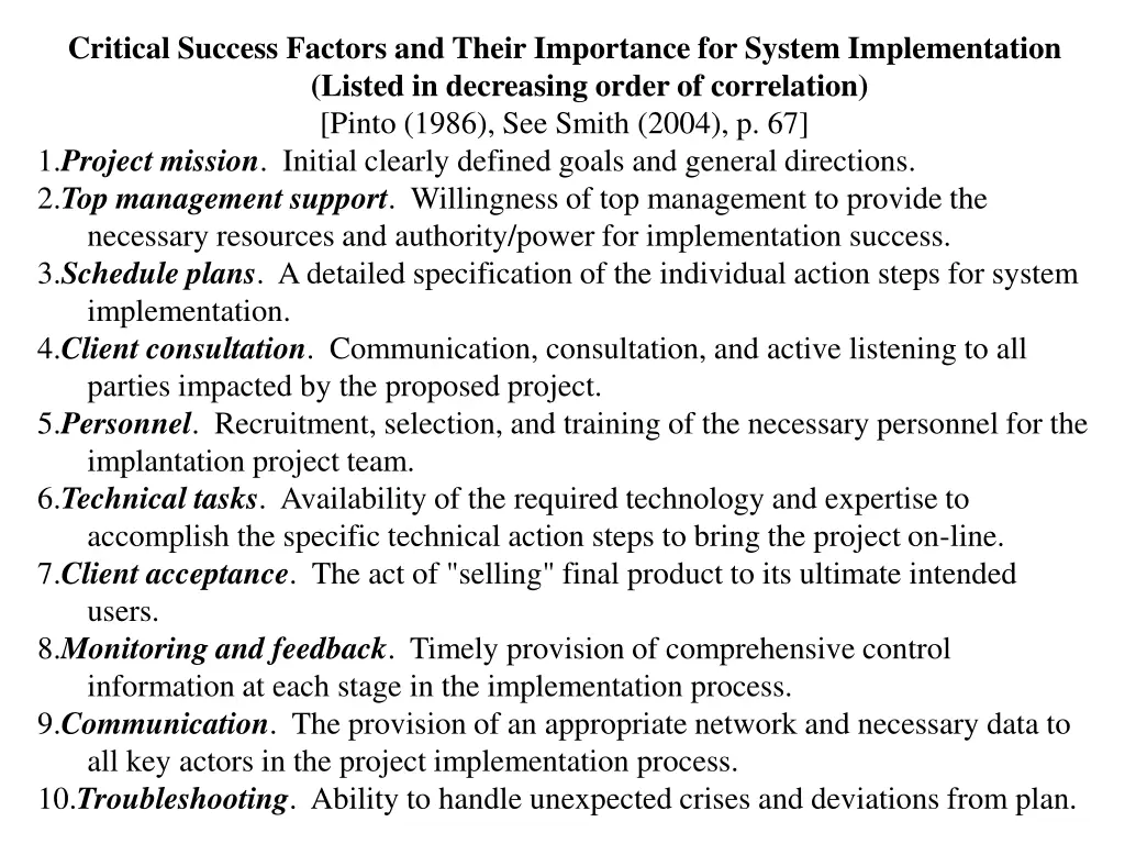 critical success factors and their importance