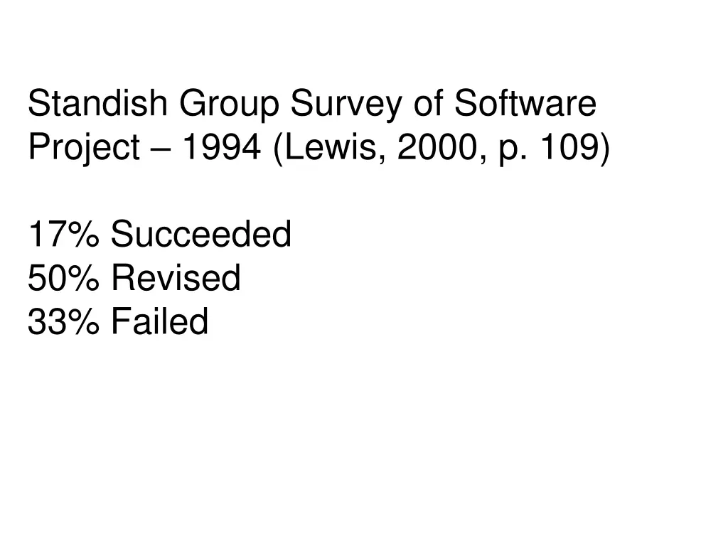 standish group survey of software project 1994