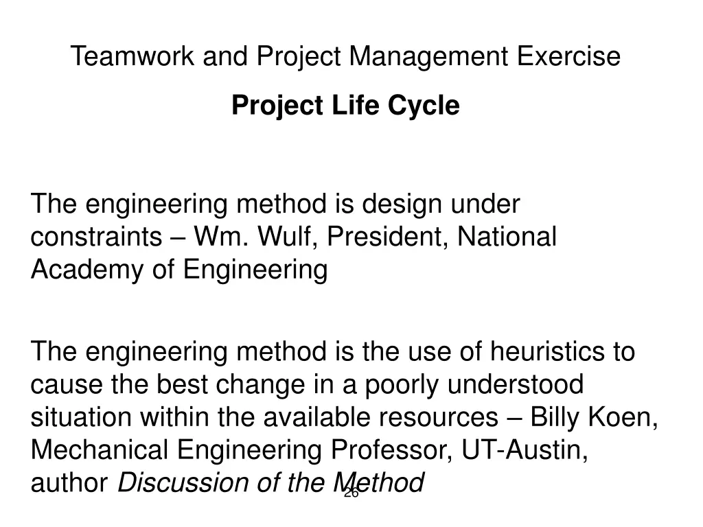 teamwork and project management exercise