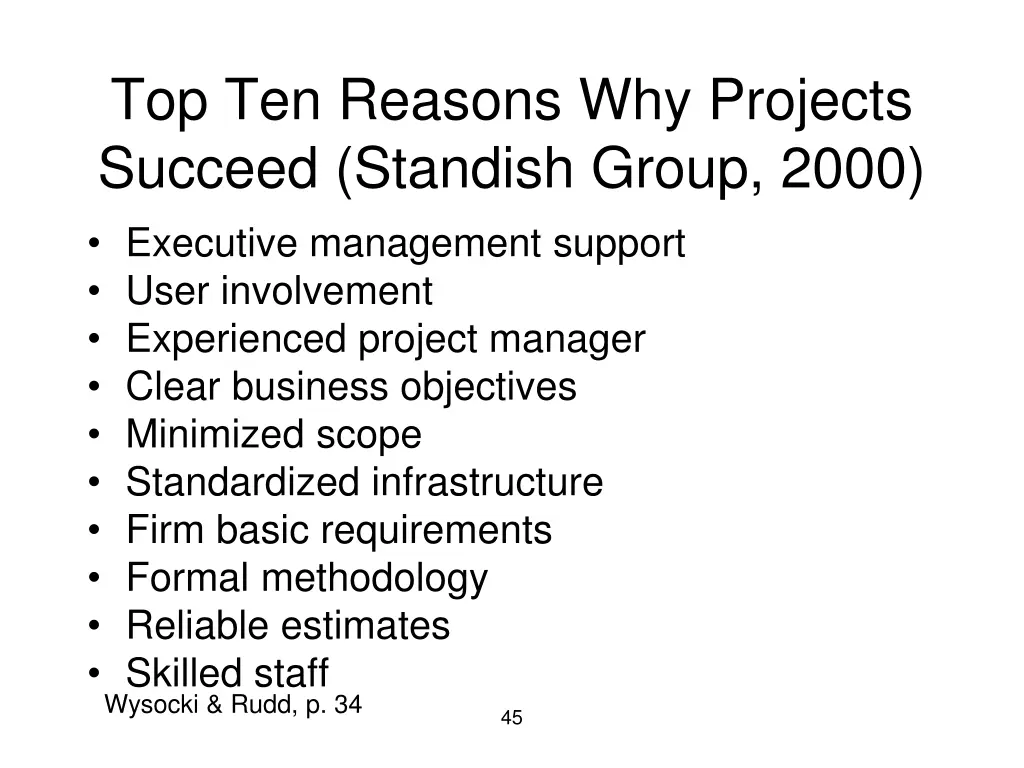 top ten reasons why projects succeed standish
