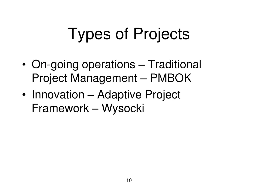 types of projects