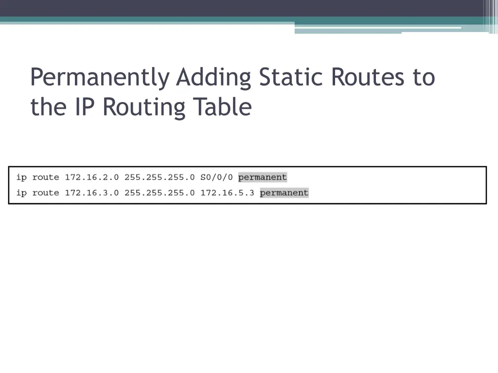 permanently adding static routes