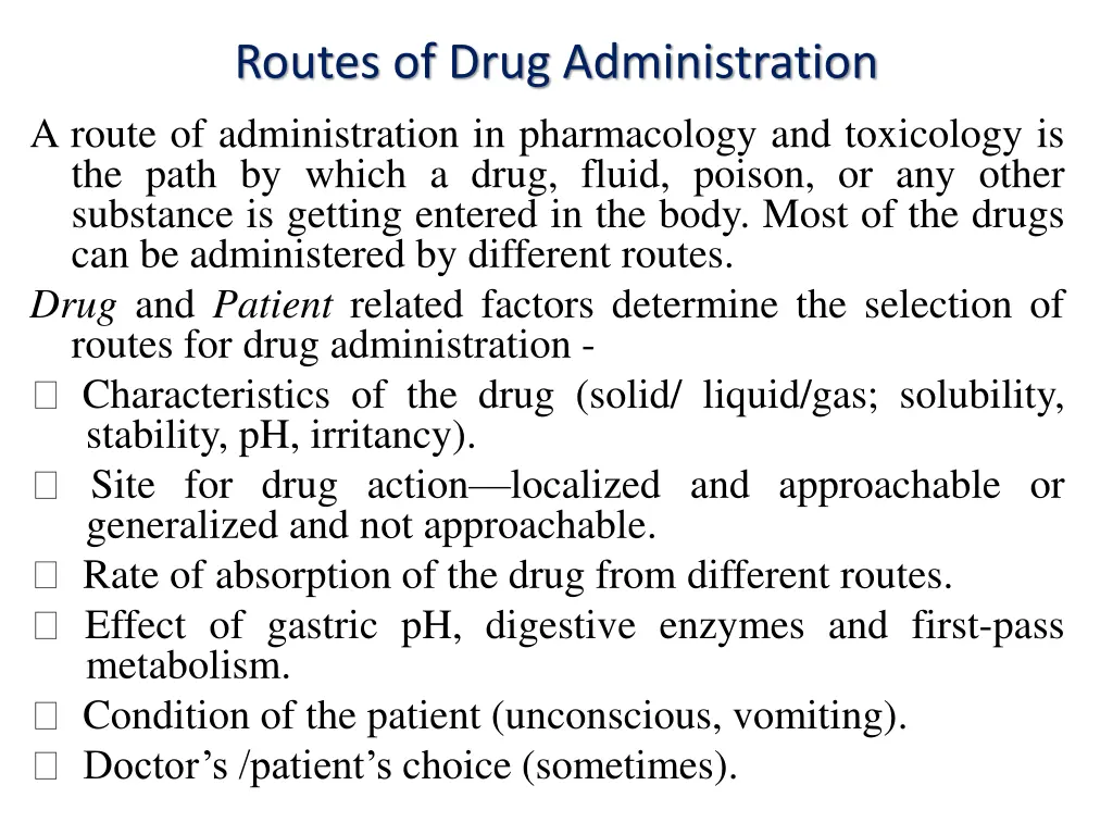 routes of drug administration a route