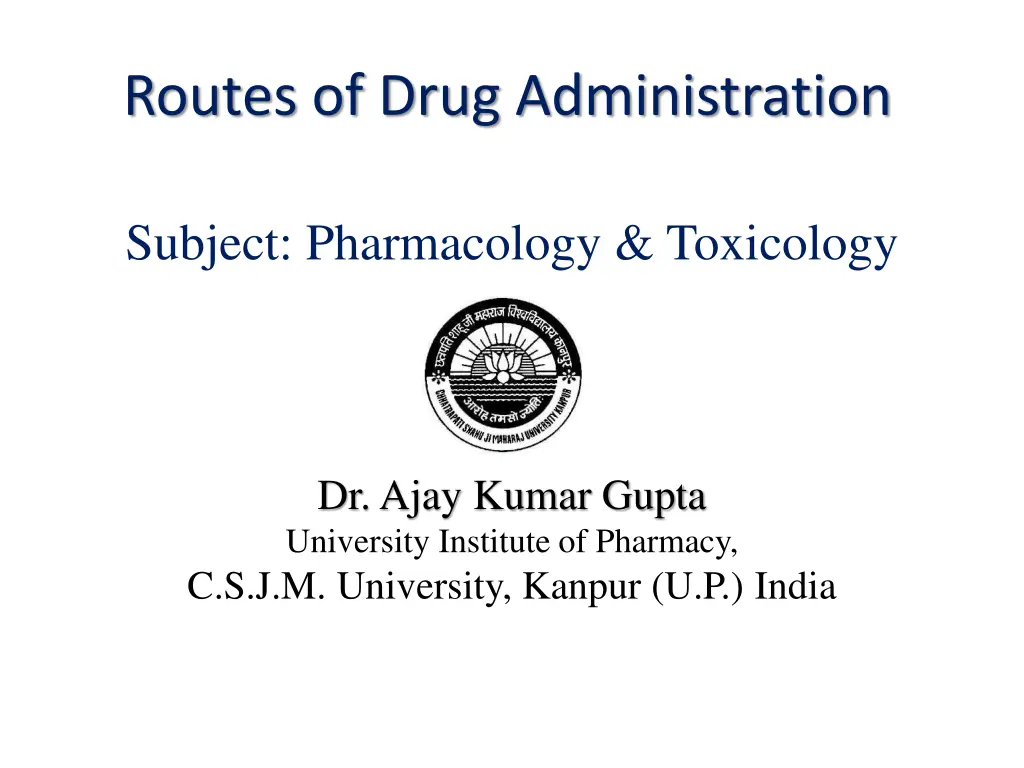 routes of drug administration
