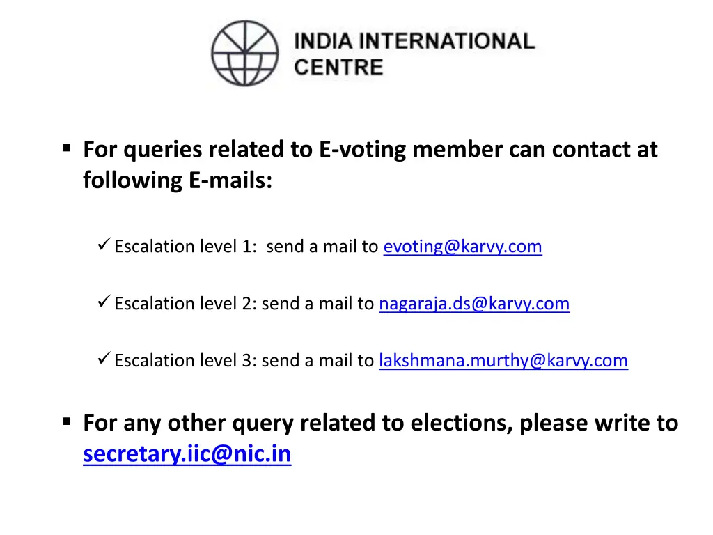 for queries related to e voting member