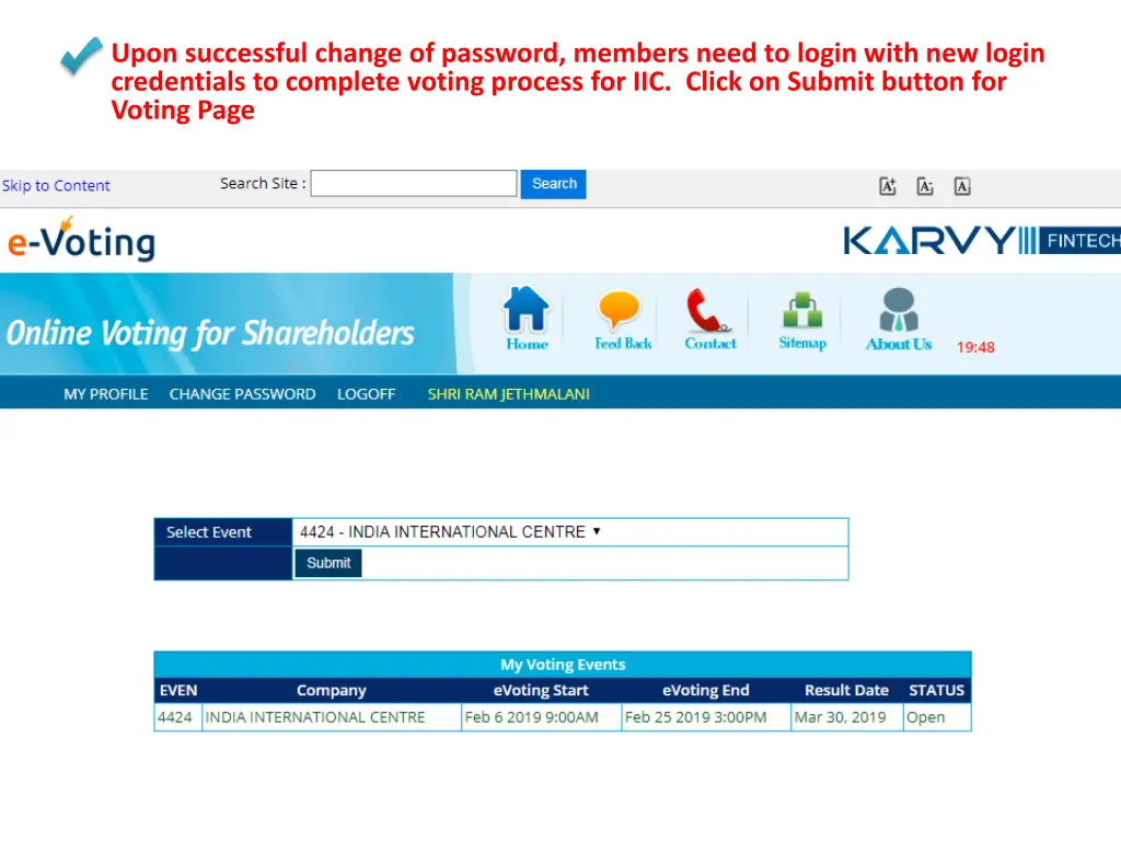 upon successful change of password members need