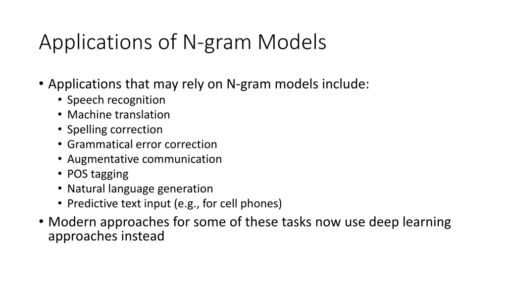 applications of n gram models