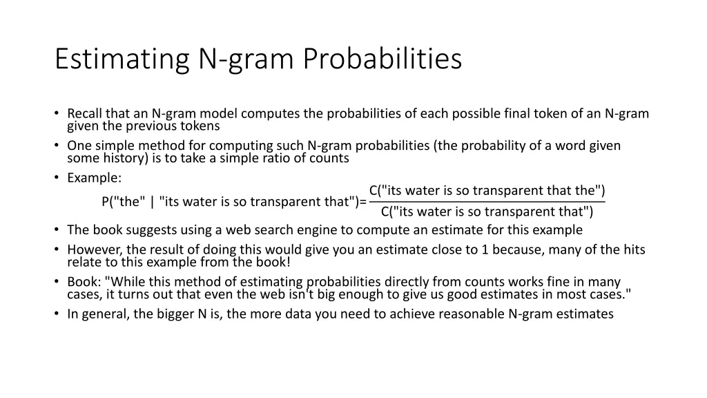 estimating n gram probabilities
