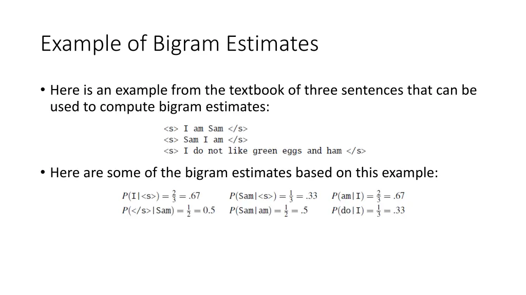 example of bigram estimates