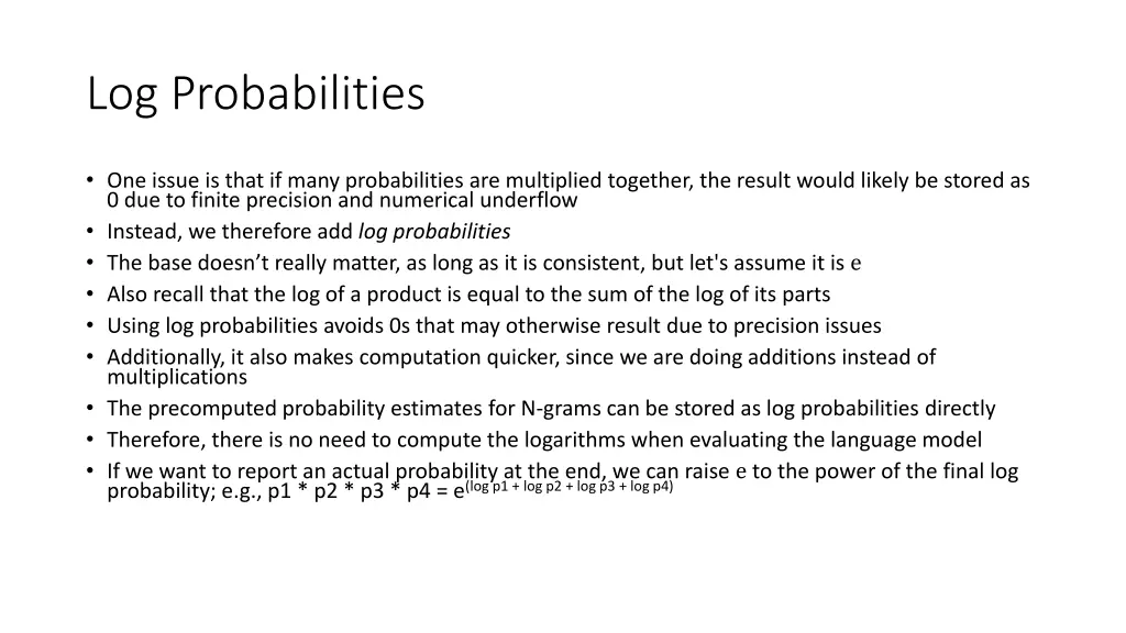 log probabilities