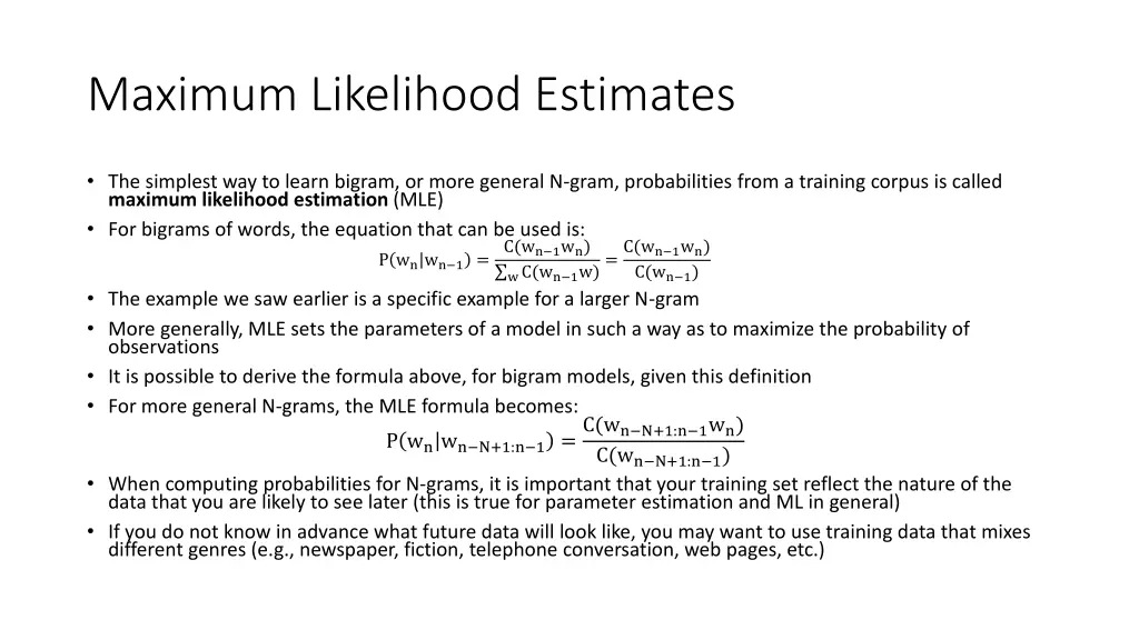 maximum likelihood estimates