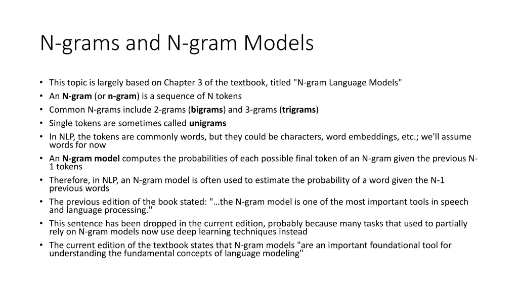 n grams and n gram models