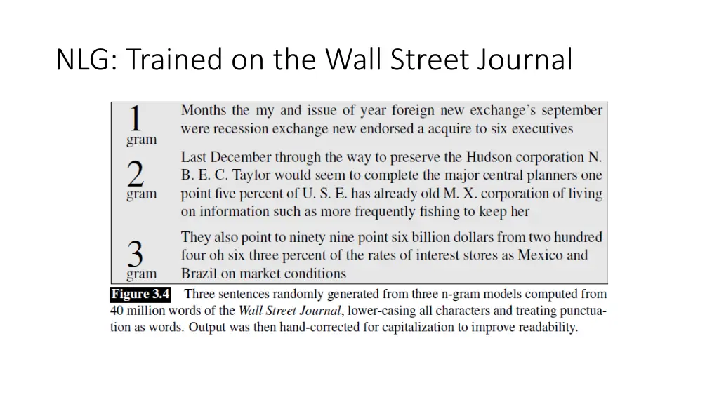 nlg trained on the wall street journal