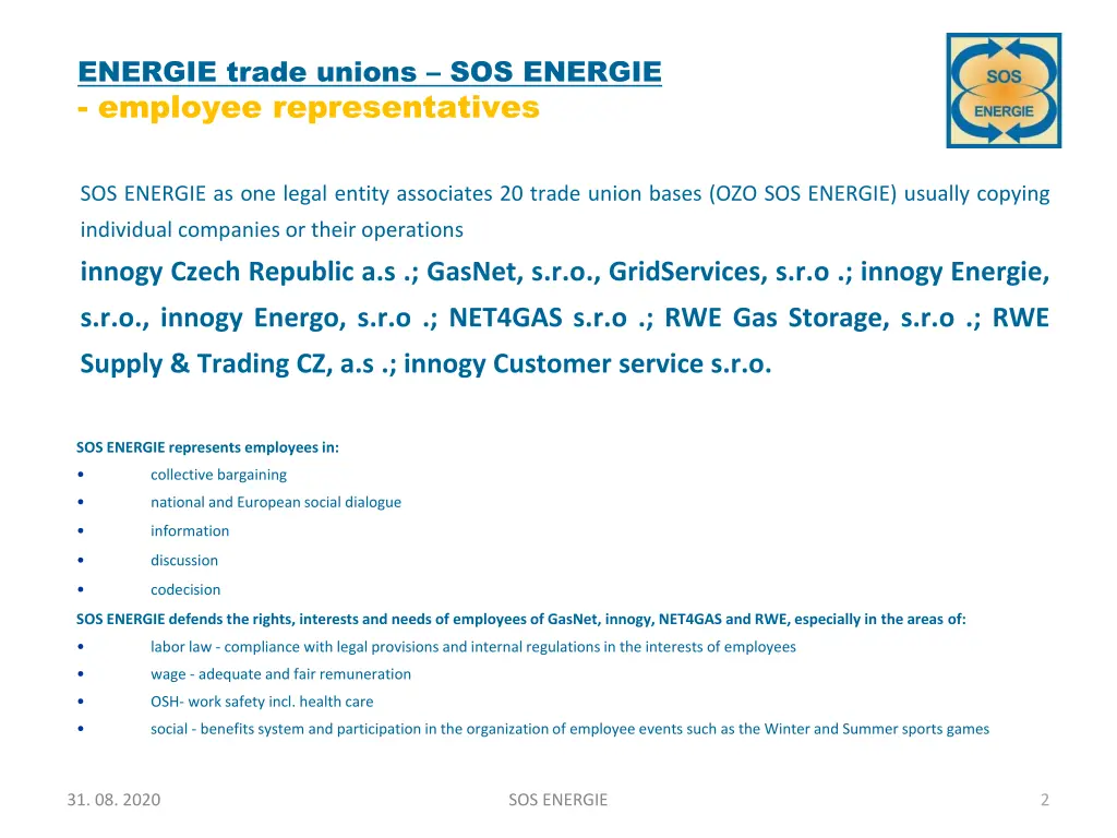 energie trade unions sos energie employee