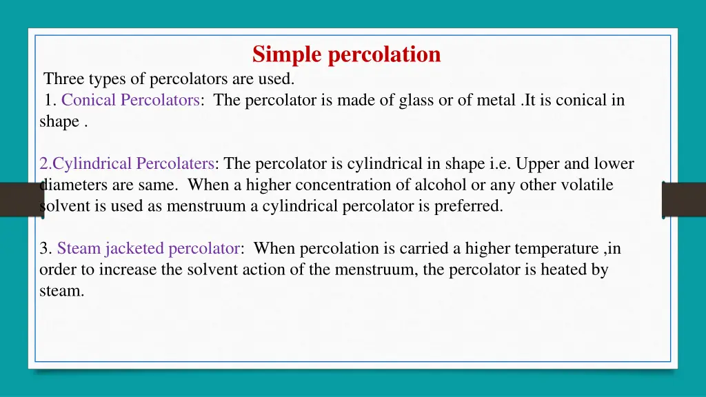 simple percolation